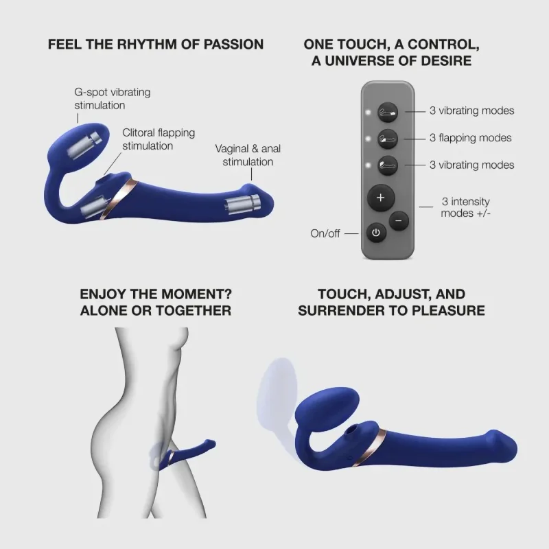 Strap-on vibrant Multi Orgasm avec 3 moteurs