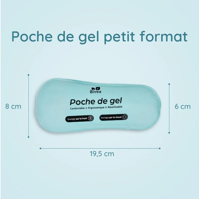 Poches de gel Ergonomique Bain dérivatif Petit Format dimensions format